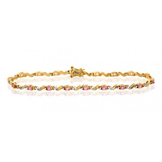 Bracelets Diamond and Pink Sapphire Bracelet, 9k Gold