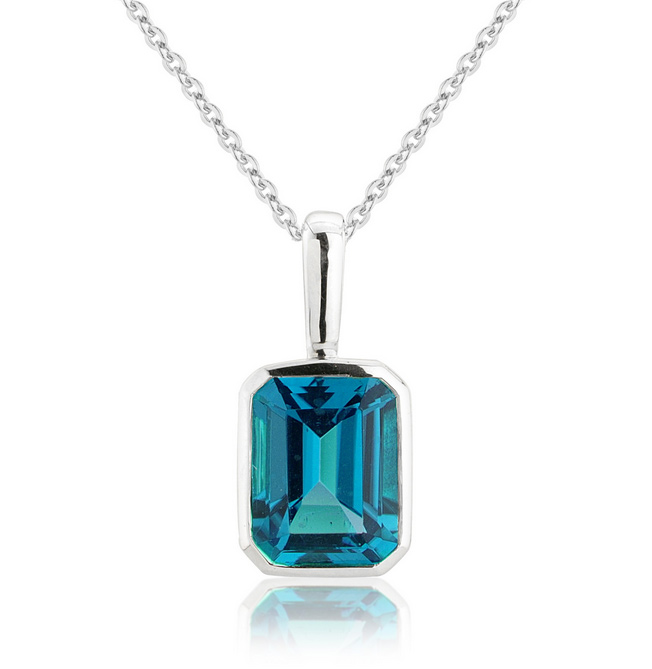 Natural Swiss Blue Topaz Pendant AAA Quality Jewelry At Offer Price 92