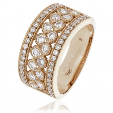 Diamond Pave Dress Ring 1.00ct, 18k Rose Gold