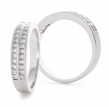Diamond Half Eternity Ring 0.85ct, 18k White Gold