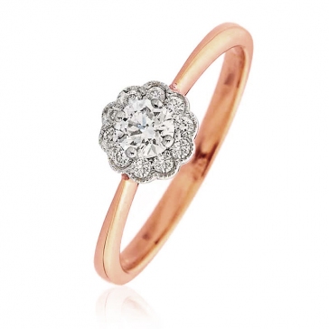 Diamond Engagement Ring With Milgrain 0.30ct, 18k Rose Gold