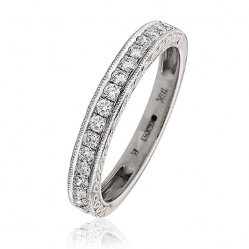 Diamond Half Eternity Ring with Millgrain 0.30ct in Platinum