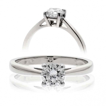 Diamond Solitaire Engagement Ring 0.70ct, 18k White Gold