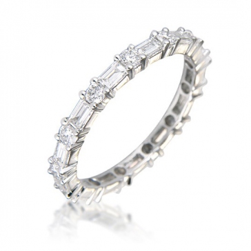 Diamond Baguette Eternity Ring 1.25ct, 18k White Gold