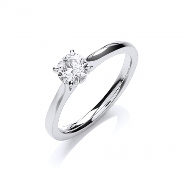 Diamond Solitaire Engagement Ring 0.50ct. G/VS2, 18k White Gold