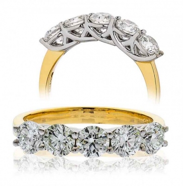 Five Stone Diamond Ring 2.00ct, 18k Gold