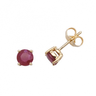 Natural Ruby Stud Earrings 5mm, 9k Gold