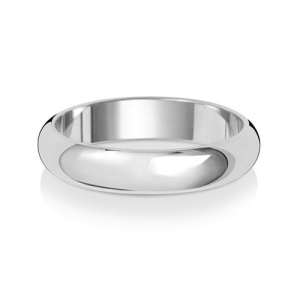 4mm Wedding Ring D-Shape 9k White Gold, Medium