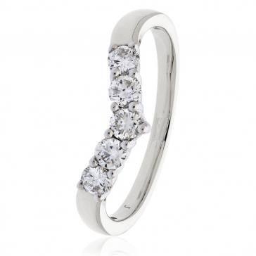 Diamond Wishbone Ring 0.45ct, 18k White Gold