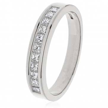 Diamond Princess Half Eternity Ring 0.50ct, 18k White Gold