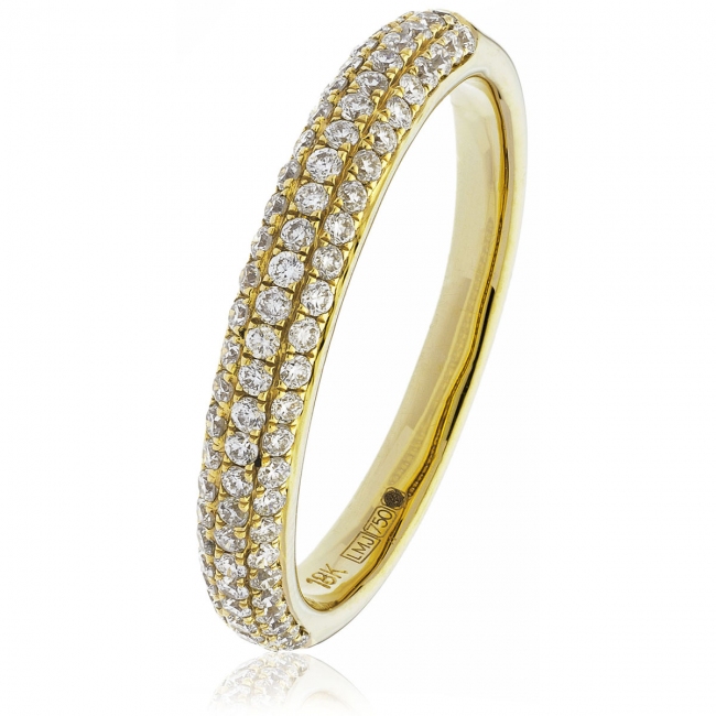 Diamond Pave Set Half Eternity Ring 0.55ct, 18k Gold