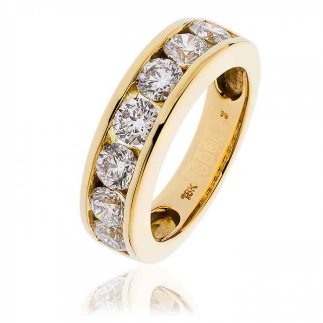 Diamond Channel Set Half Eternity Ring 2.00ct, 18k White Gold