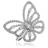 Diamond Pave Butterfly Ring 0.90ct, 950 Platinum