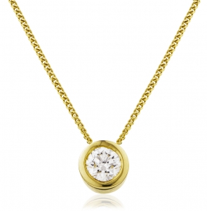 Diamond Rubover Pendant Necklace 0.20ct, 18k Gold