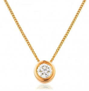 Diamond Rubover Pendant Necklace 0.25ct, 18k Rose Gold