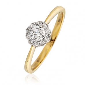 Diamond Engagement Ring With Milgrain 0.30ct, 18k Gold