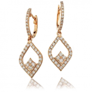 Diamond Drop Earrings 1.00ct, 18k Rose Gold
