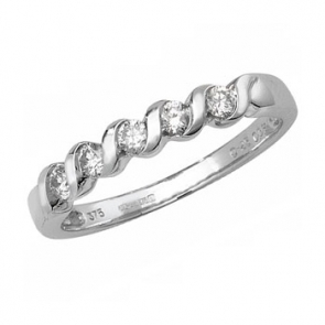 Diamond Twist Half Eternity Ring 0.25ct, 9k White Gold