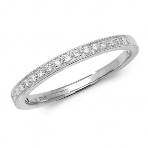 Diamond Half Eternity Ring With Milgrain 0.12ct. 9k White Gold