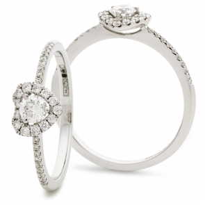 Diamond Heart Engagement Ring 0.35ct, 18k White Gold
