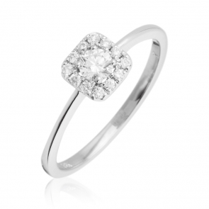 Petite Diamond Engagement Ring 0.30ct, 18k White Gold