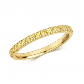 Natural Yellow Sapphire Half Eternity Ring 0.30ct, 9k Gold