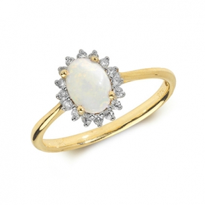 Opal & Diamond Ring 0.60ct. 9k Gold