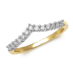 Petite Diamond Wishbone Ring 0.25ct. 9k Gold