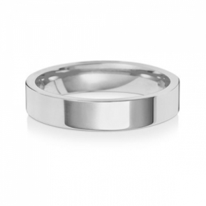 4mm Platinum Wedding Ring Flat Court, Medium