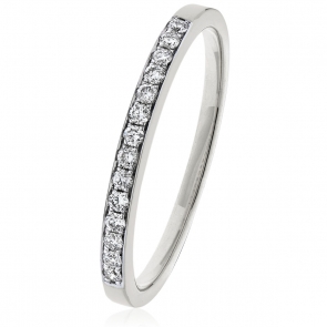 Diamond Half Eternity Ring 0.15ct, 18k White Gold
