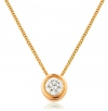 Diamond Rubover Pendant Necklace 0.20ct, 18k Rose Gold