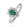 Diamond & Pear Cut Emerald Ring 0.78ct, 18k White Gold