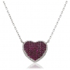 Ruby & Diamond Pave Heart Pendant Necklace 1.15ct
