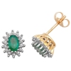 Diamond and Emerald Earrings 1.35ct. 9k Gold