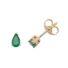 Emerald Pear Stud Earrings Claw Set, 9k Gold