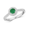 Emerald & Diamond Halo Ring 0.60ct. 9k White Gold