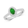Emerald & Diamond Oval Ring 0.70ct, 9k White Gold