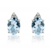 Aquamarine & Diamond Oval Stud Earrings, 9k White Gold