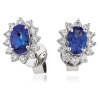 Sapphire & Diamond Oval Halo Earrings, 18k White Gold