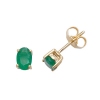 Natural Emerald Oval Stud Earrings, 9k Gold