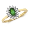 Oval Emerald Ring with Diamond Surround, 0.49ct, 9k Gold