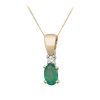 Oval Emerald & Diamond Pendant Necklace, 9k Gold