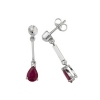 Ruby & Diamond Pear Drop Earrings, 9k White Gold