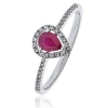 Ruby Ring With Diamond Pear Surround 0.50ct, 18k White Gold