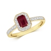 Ruby Ring with Diamond surround, 0.94ct, 9k Gold