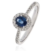 Sapphire & Diamond Oval Cut Ring 0.70ct, 18k White Gold