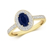 Sapphire & Diamond Oval Ring 1.33ct, 9k Gold