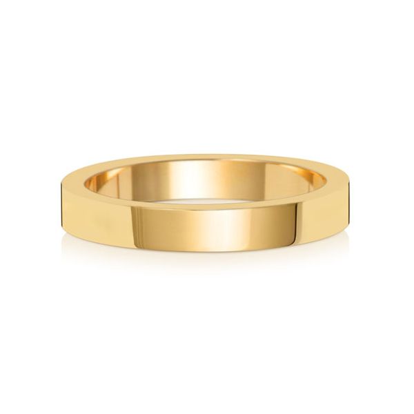 3mm Wedding Ring Flat Profile 18k Gold Medium