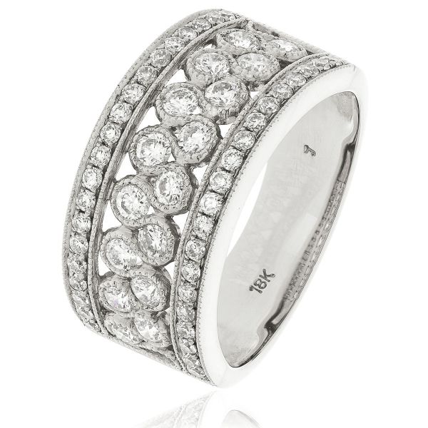 Diamond Pave Dress Ring 1.00ct, 18k White Gold
