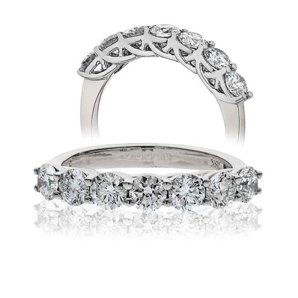 Diamond Half Eternity 7 Stone Ring 0.50ct 18k White Gold